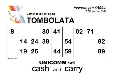 cartelle tombola singola cartella per pagina