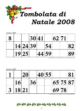 cartelle tombola di natale